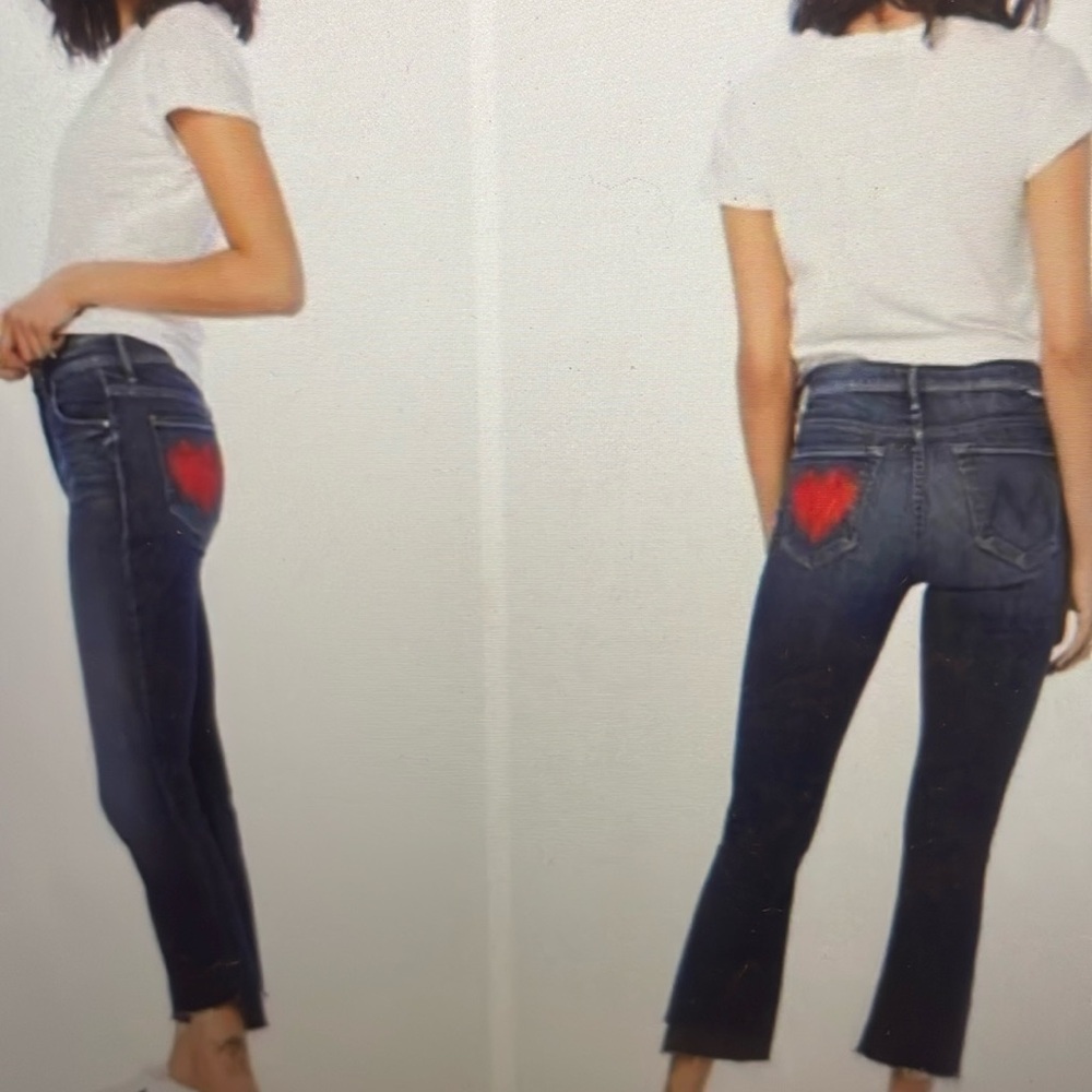 Dark Wash Women’s Jeans with Red Heart Pocket Accent - Picture 8 of 8